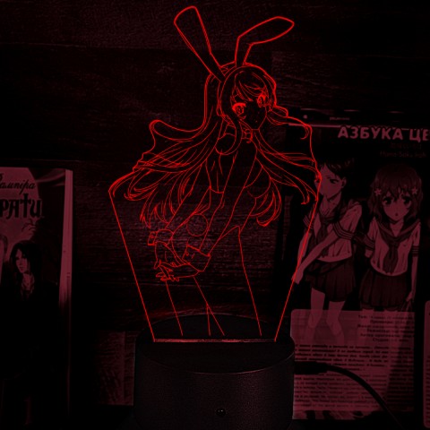 Акриловий 3D світильник-ночник Маї Сакурадзіма Цей дурний свин не розуміє мрію дівчинки-зайки