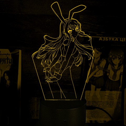 Акриловий 3D світильник-ночник Маї Сакурадзіма Цей дурний свин не розуміє мрію дівчинки-зайки