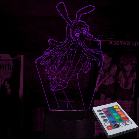 Акриловий 3D світильник-ночник Маї Сакурадзіма Цей дурний свин не розуміє мрію дівчинки-зайки