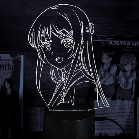 Акриловий 3D світильник-ночник Маї Сакурадзіма Цей дурний свин не розуміє мрію дівчинки-зайки