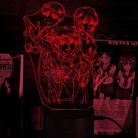 Акриловий 3D світильник-ночник Євангеліон