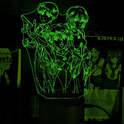 Акриловий 3D світильник-ночник Євангеліон