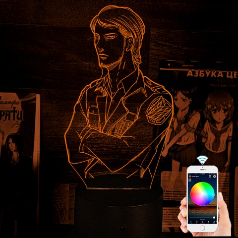 Акриловий 3D світильник-ночник Атака Титанів Жан Кірштайн