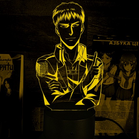 Акриловий 3D світильник-ночник Атака Титанів Жан Кірштайн