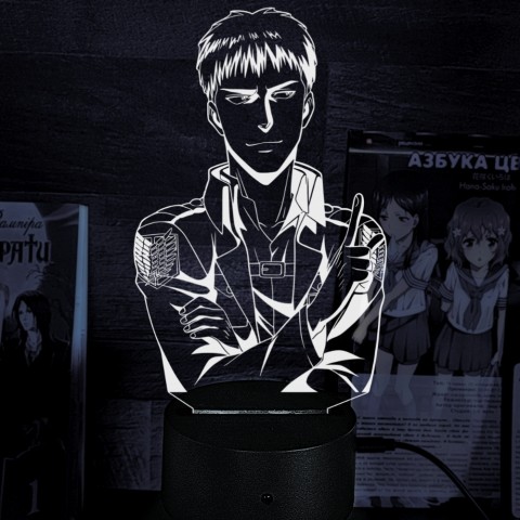 Акриловий 3D світильник-ночник Атака Титанів Жан Кірштайн