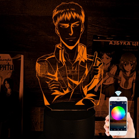 Акриловий 3D світильник-ночник Атака Титанів Жан Кірштайн