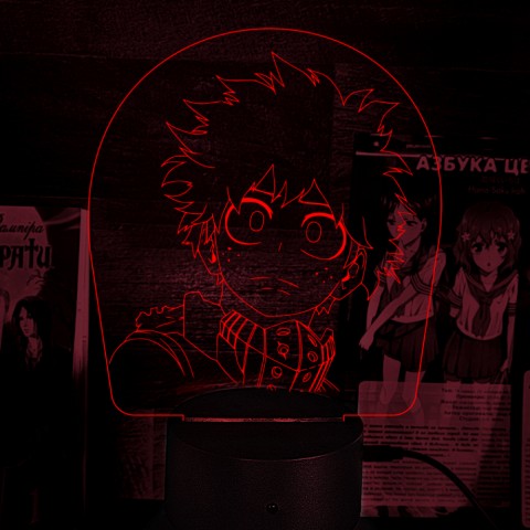 Акриловий 3D світильник-ночник Ізуку Мідорія Моя академія героїв