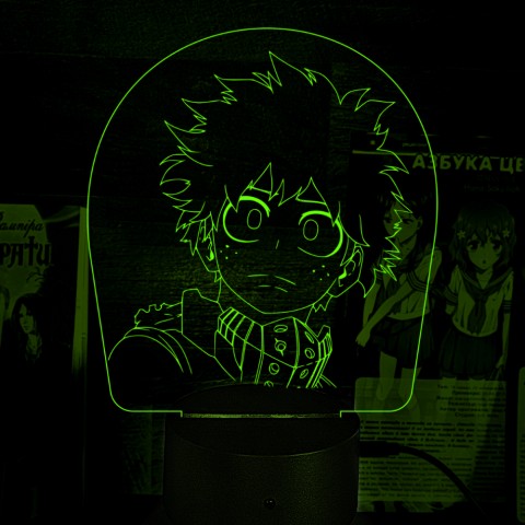 Акриловий 3D світильник-ночник Ізуку Мідорія Моя академія героїв