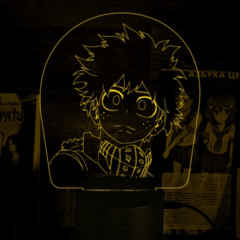 Акриловий 3D світильник-ночник Ізуку Мідорія Моя академія героїв