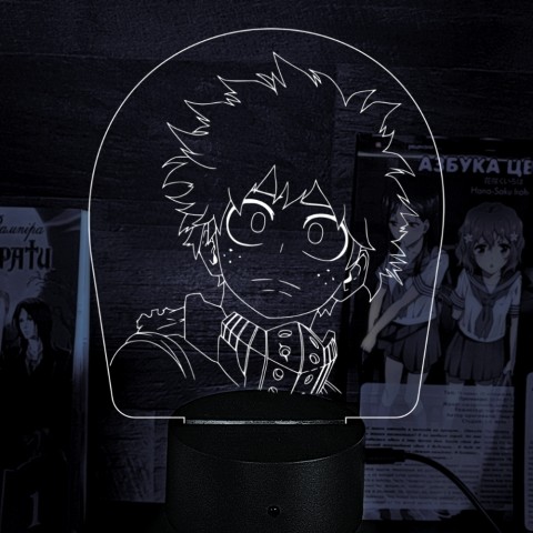 Акриловий 3D світильник-ночник Ізуку Мідорія Моя академія героїв