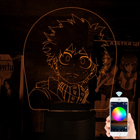 Акриловий 3D світильник-ночник Ізуку Мідорія Моя академія героїв