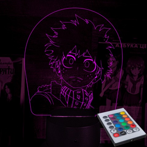 Акриловий 3D світильник-ночник Ізуку Мідорія Моя академія героїв