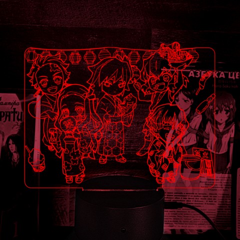 Акриловий 3D світильник-нічник Клинок що розсікає демонів