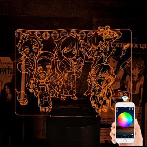 Акриловий 3D світильник-нічник Клинок що розсікає демонів