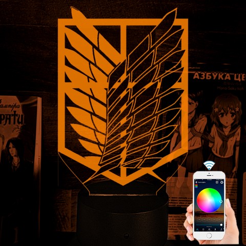 Акриловий 3D світильник-ночник Атака Титанів