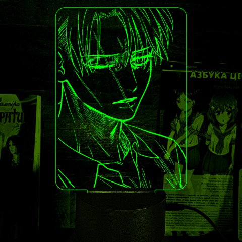 Акриловий 3D світильник-нічник Леві Аккерман Атака Титанів