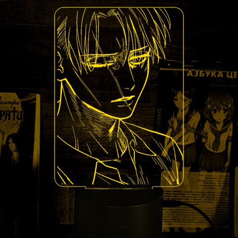 Акриловий 3D світильник-нічник Леві Аккерман Атака Титанів