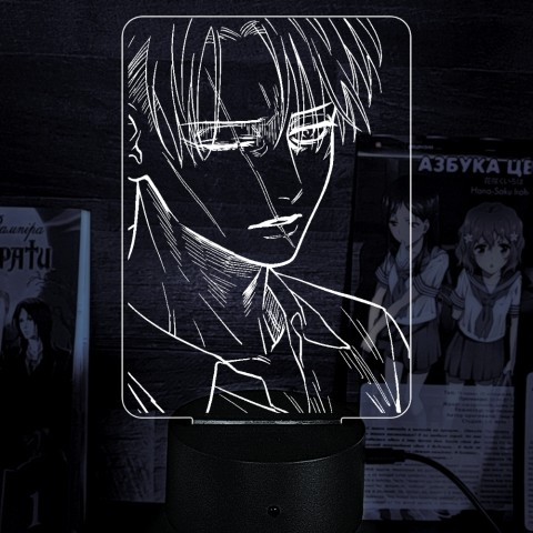 Акриловий 3D світильник-нічник Леві Аккерман Атака Титанів