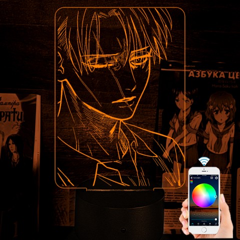 Акриловий 3D світильник-нічник Леві Аккерман Атака Титанів