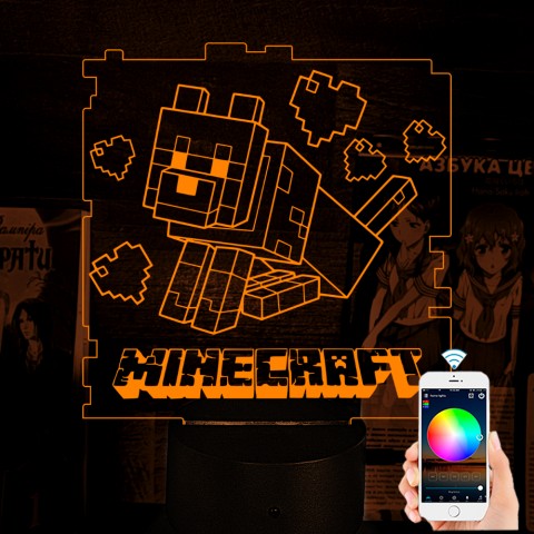 Акриловий 3D світильник-нічник Minecraft