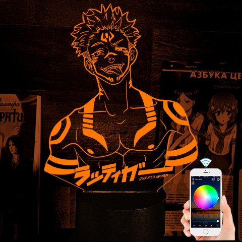 Акриловий 3D світильник-ночник Рьомен Сукуна Магічна битва