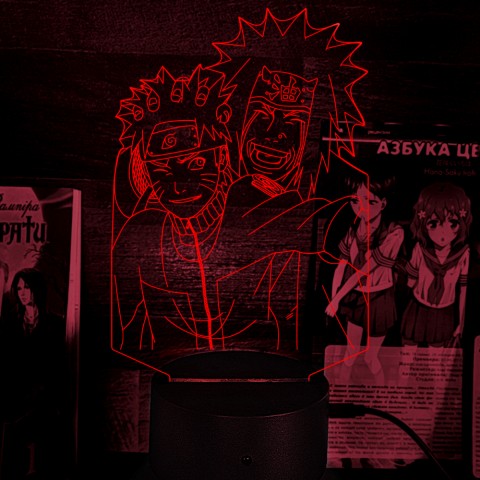 Акриловий 3D світильник-ночник Джирайя і Наруто 