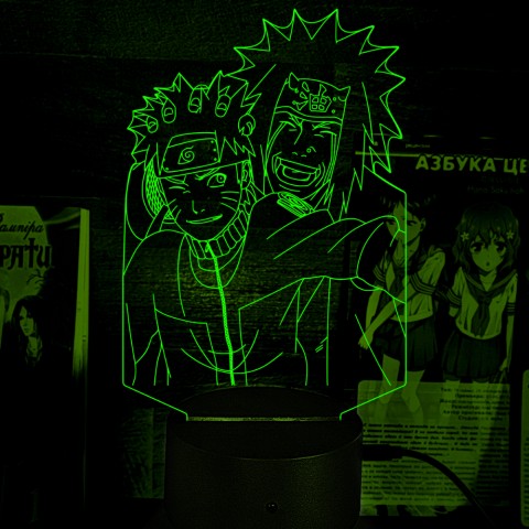 Акриловий 3D світильник-ночник Джирайя і Наруто 