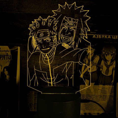 Акриловий 3D світильник-ночник Джирайя і Наруто 
