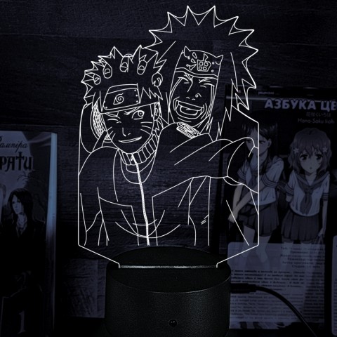 Акриловий 3D світильник-ночник Джирайя і Наруто 