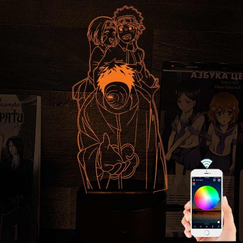 Акриловий 3D світильник-ночник Обіто Учіха