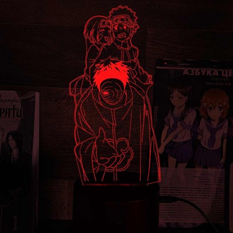 Акриловий 3D світильник-ночник Обіто Учіха