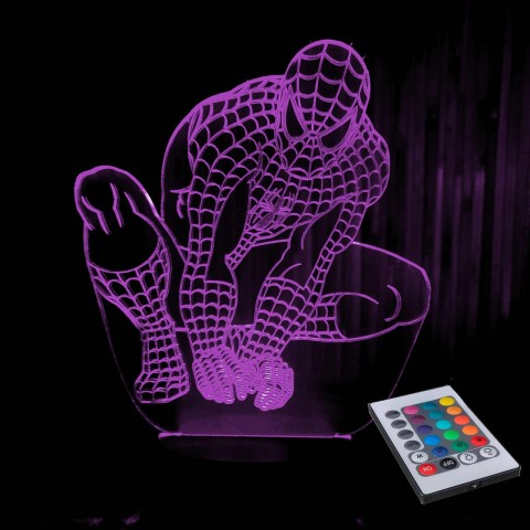 Акриловий 3D світильник-ночник Людина-павук (Спайдермен)