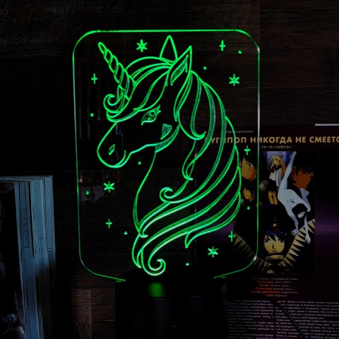 Акриловий 3D світильник-ночник єдинорог