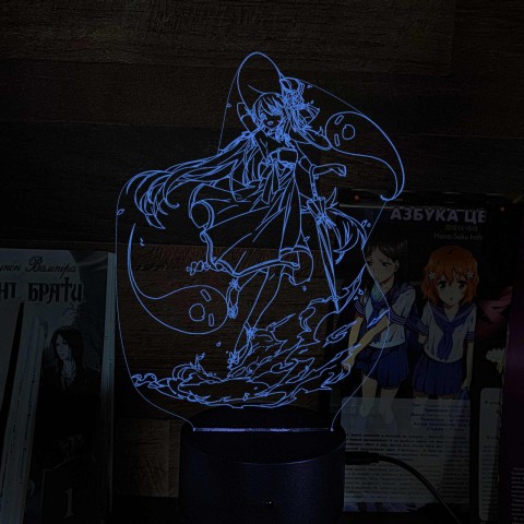 Акриловий 3D світильник-ночник Ху Тао 2