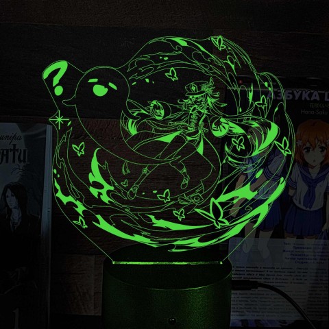 Акриловий 3D світильник-ночник Ху Тао 3