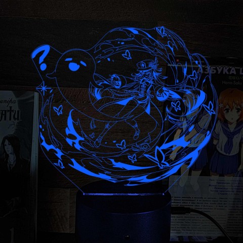 Акриловий 3D світильник-ночник Ху Тао 3