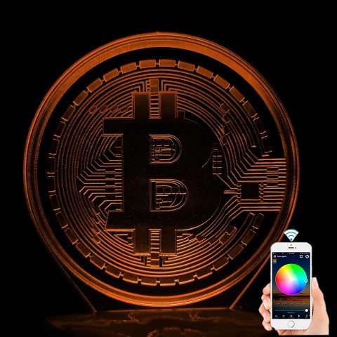 Акриловий 3D світильник-нічник Bitcoin