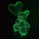Акриловий 3D світильник-нічник ведмідь із серцем