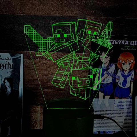 Акриловий 3D світильник-нічник Minecraft