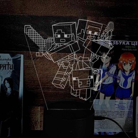 Акриловий 3D світильник-нічник Minecraft