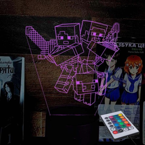 Акриловий 3D світильник-нічник Minecraft