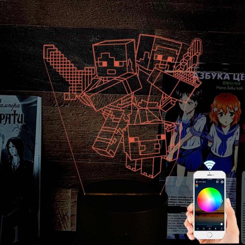 Акриловий 3D світильник-нічник Minecraft