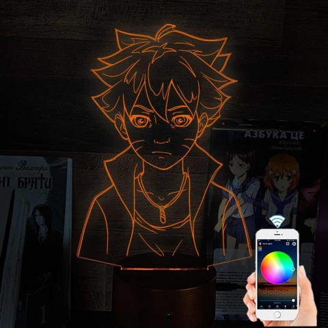 Акриловий 3D світильник-нічник Боруто Узумакі "Наруто"