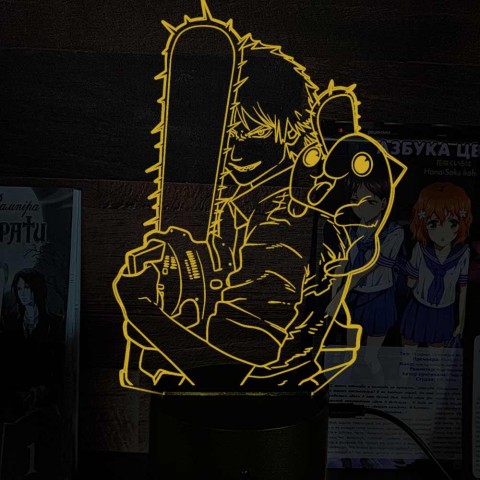 Акриловий 3D світильник-нічник Людина-бензопила (Chainsaw Man)