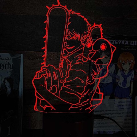 Акриловий 3D світильник-нічник Людина-бензопила (Chainsaw Man)