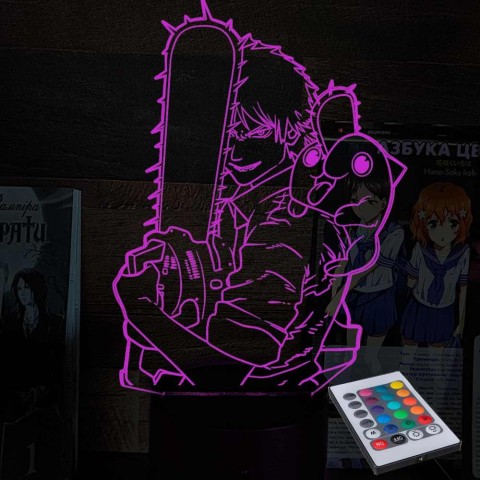 Акриловий 3D світильник-нічник Людина-бензопила (Chainsaw Man)