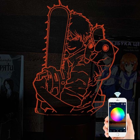 Акриловий 3D світильник-нічник Людина-бензопила (Chainsaw Man)