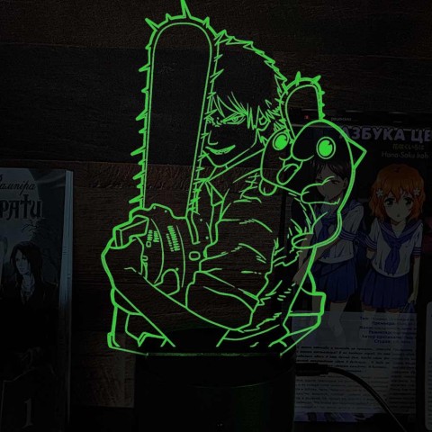 Акриловий 3D світильник-нічник Людина-бензопила (Chainsaw Man)