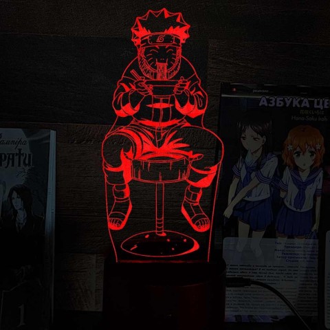 Акриловий 3D світильник-нічник Наруто їсть рамен