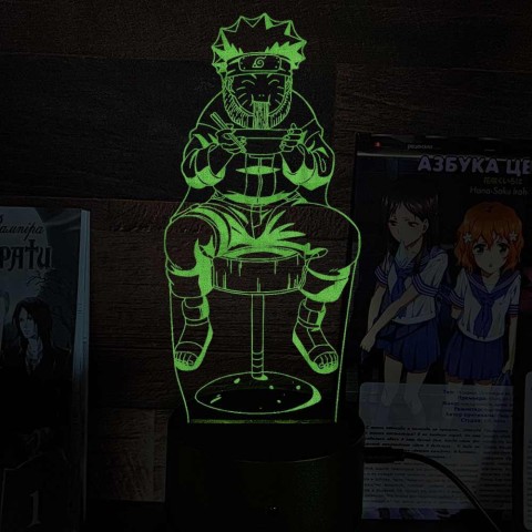 Акриловий 3D світильник-нічник Наруто їсть рамен